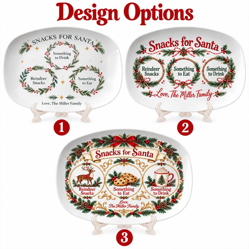 Personalized Christmas Platter, Santa Treat Tray with Custom Family Name
