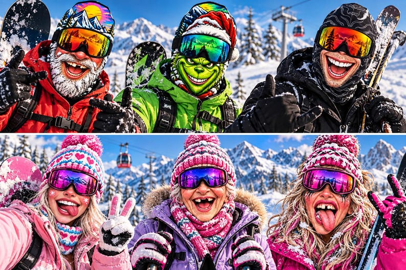 Funny Ski Balaclava, Novelty Face Mask for Snowboarding, Winter Helmet Accessory