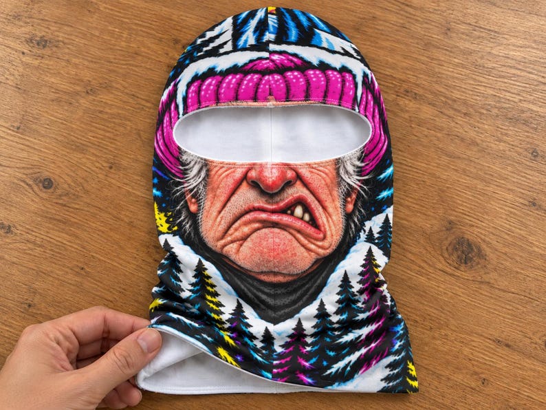 Funny Ski Balaclava, Novelty Face Mask for Snowboarding, Winter Helmet Accessory