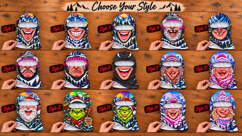 Funny Ski Balaclava, Novelty Face Mask for Snowboarding, Winter Helmet Accessory