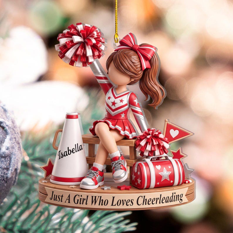 Personalized Cheerleading Acrylic Ornament, Custom Cheer Squad Gift for Girl, Cheerleader Christmas Keepsake, Cheer Mom Decor
