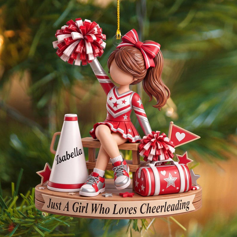 Personalized Cheerleading Acrylic Ornament, Custom Cheer Squad Gift for Girl, Cheerleader Christmas Keepsake, Cheer Mom Decor