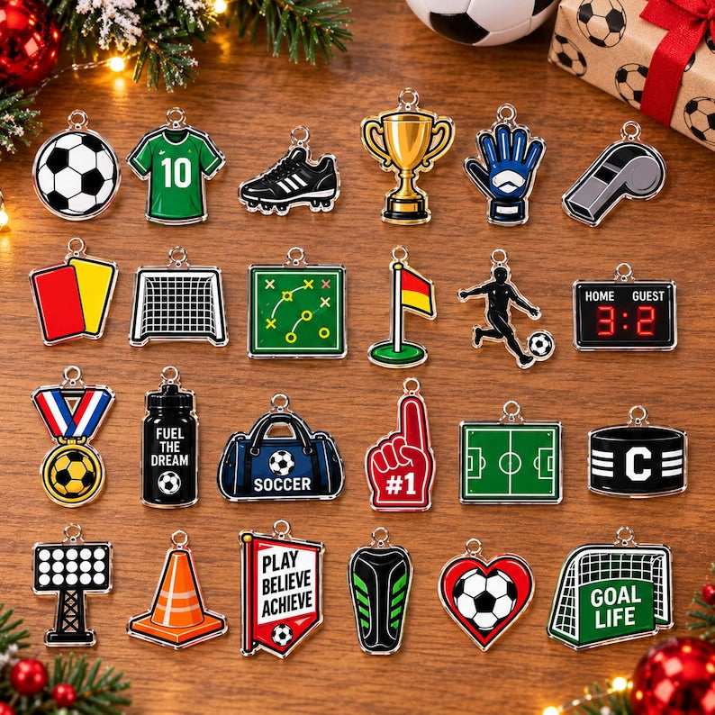 Personalized Soccer Advent Calendar 2026, Custom Name Soccer Blind Box, 24 Day Christmas Countdown