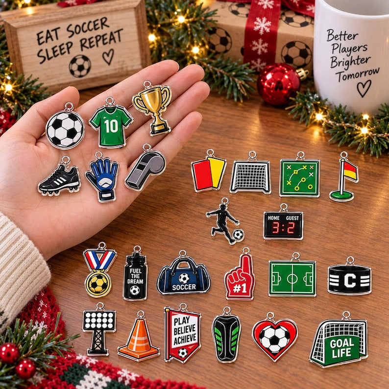 Personalized Soccer Advent Calendar 2026, Custom Name Soccer Blind Box, 24 Day Christmas Countdown