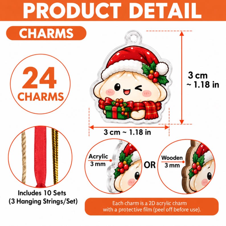 Christmas Dumpling Advent Calendar, 24 Cute Dumpling Charms