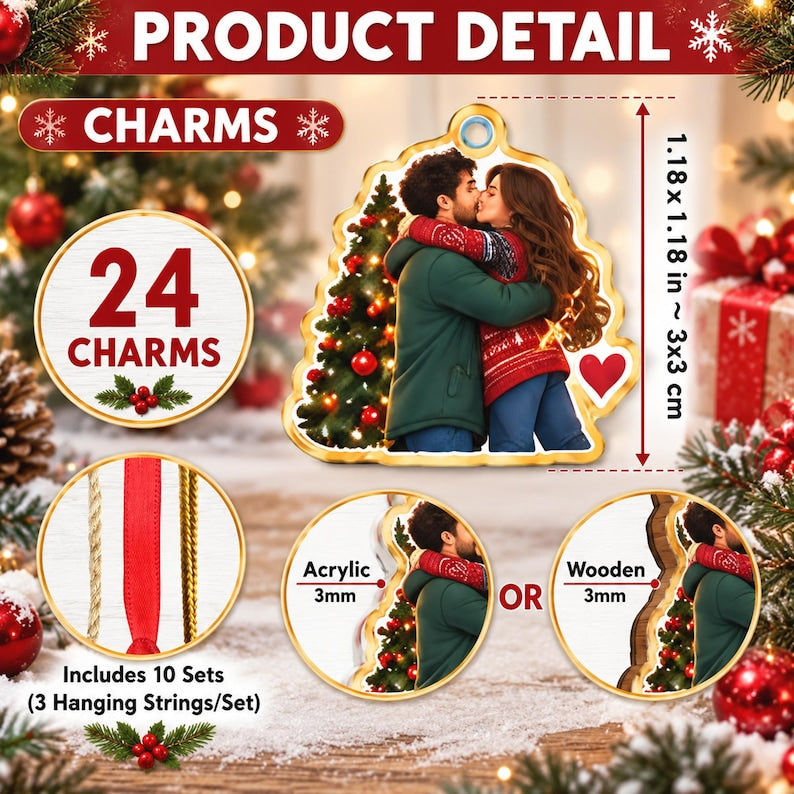 Personalized Long Distance Couple Advent Calendar 2026, 24pcs Acrylic Ornaments, Christmas Reunion Gift