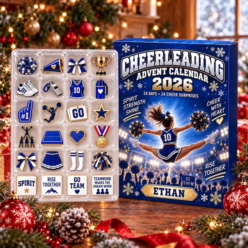 Personalized Cheerleading Advent Calendar, Custom Name 24 Day Cheer Blind Box