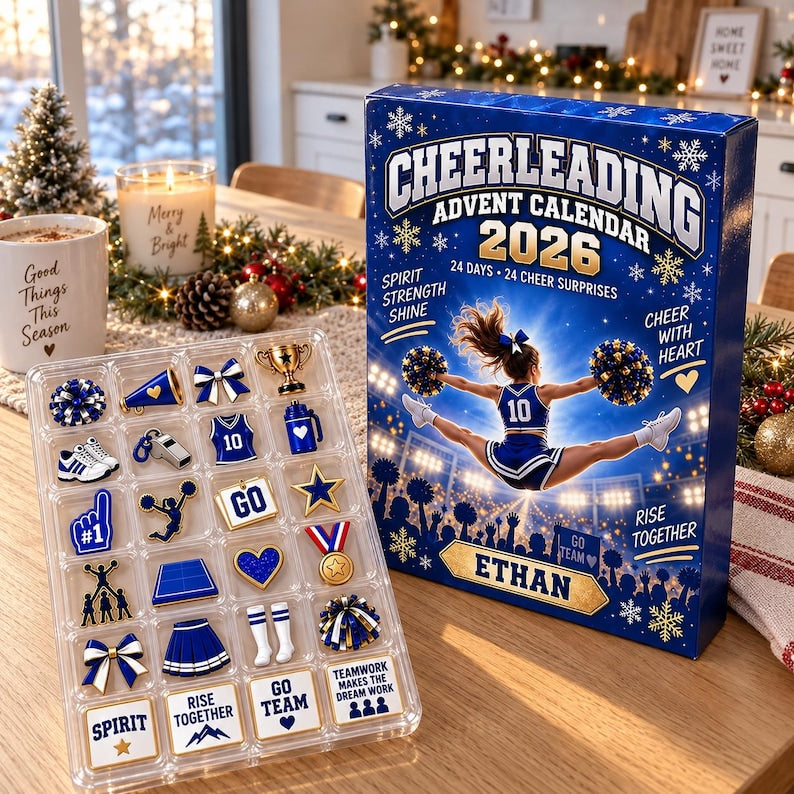Personalized Cheerleading Advent Calendar, Custom Name 24 Day Cheer Blind Box