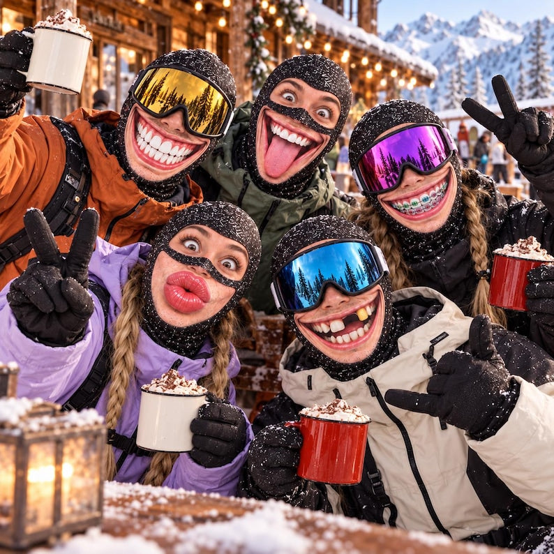 Funny Printed Balaclava Ski Mask, Gag Gift for Skiers, Snowboarders, Campers