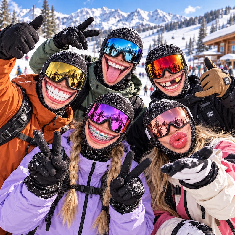 Funny Printed Balaclava Ski Mask, Gag Gift for Skiers, Snowboarders, Campers