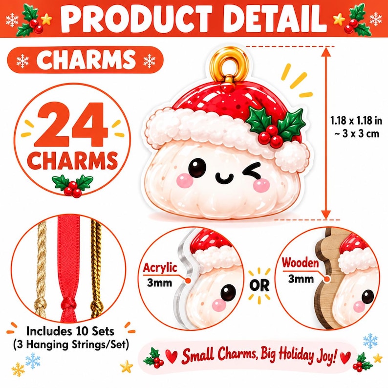 Christmas Dumpling Advent Calendar 2026, Christmas Acrylic Charm Blind Box, 24 Day Countdown Calendar