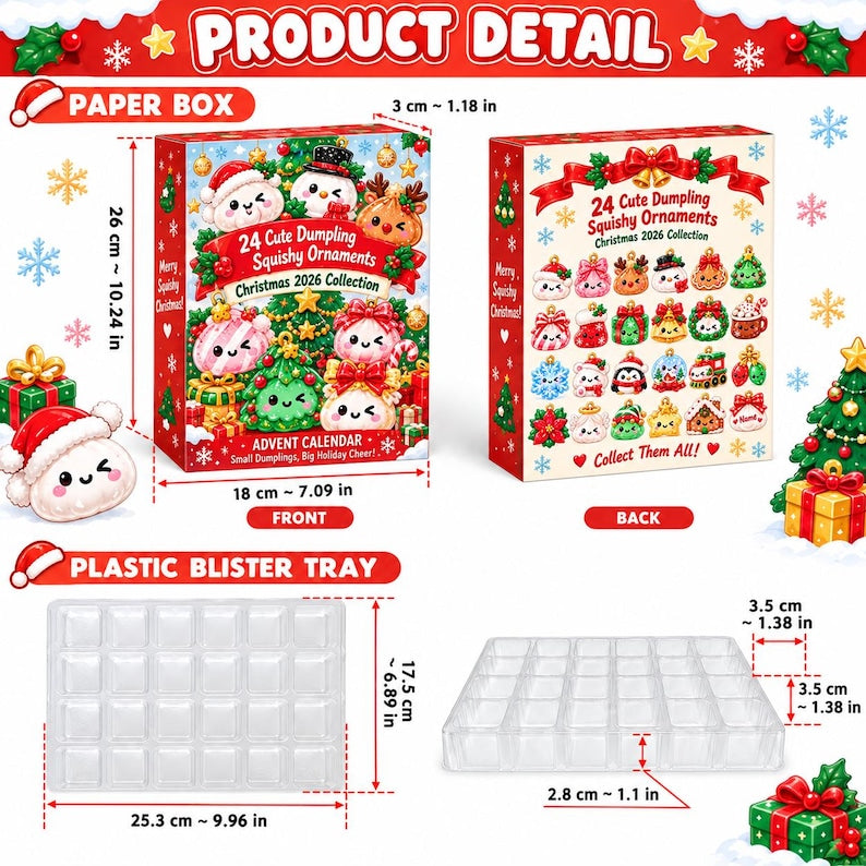 Christmas Dumpling Advent Calendar 2026, Christmas Acrylic Charm Blind Box, 24 Day Countdown Calendar