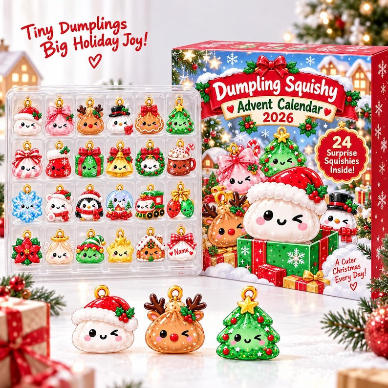 Christmas Dumpling Advent Calendar 2026, Christmas Acrylic Charm Blind Box, 24 Day Countdown Calendar