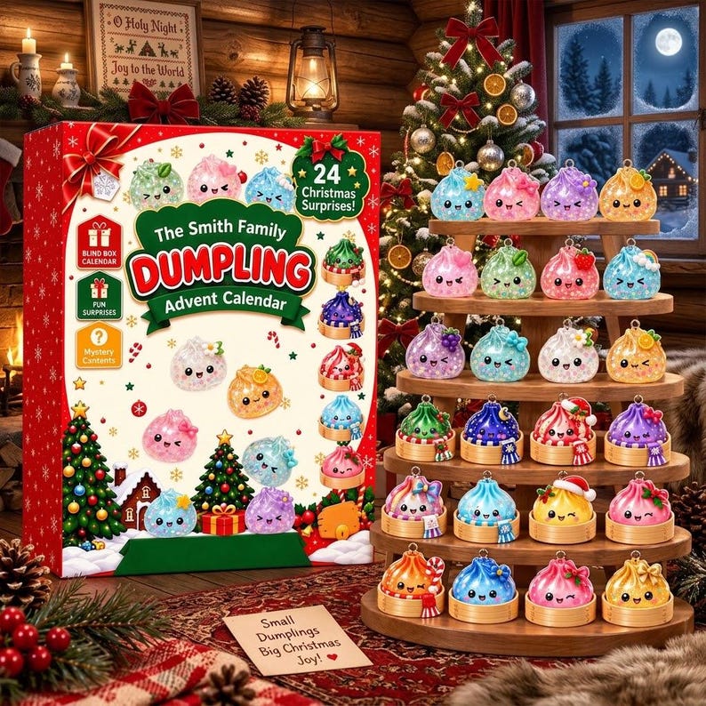 Dumpling Advent Calendar 2026, 24 Day Christmas Countdown Box, Kawaii Mystery Foodie Gift For Family Kids