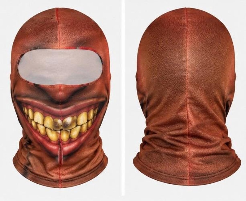 Funny Creepy Smile Ski Balaclava, Novelty Snowboard Mask, Horror Skiing Gag Gift