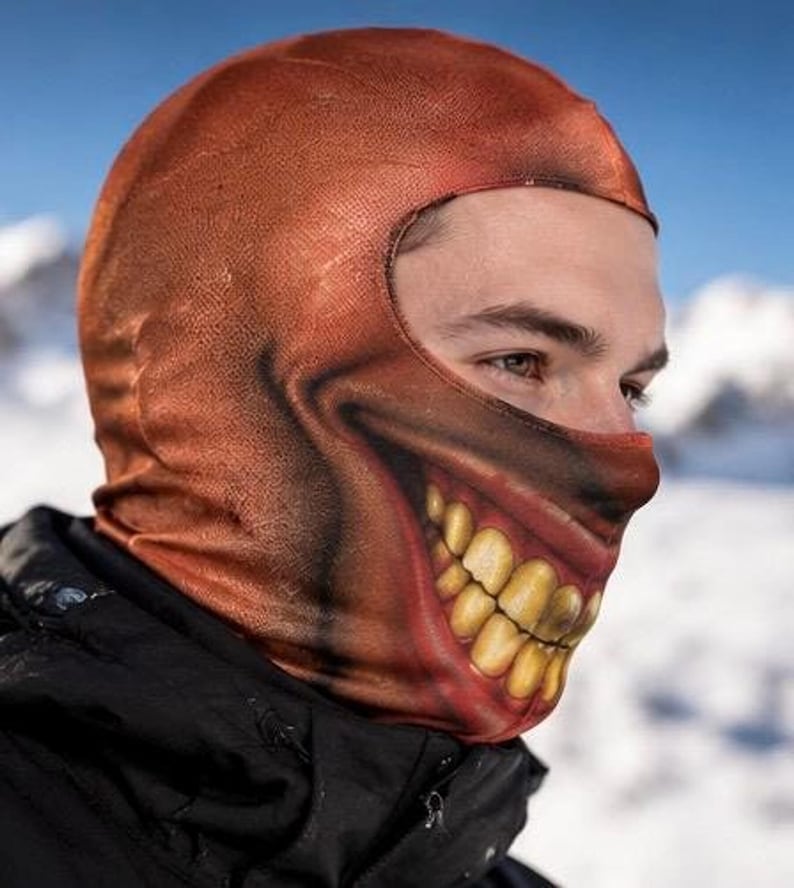 Funny Creepy Smile Ski Balaclava, Novelty Snowboard Mask, Horror Skiing Gag Gift