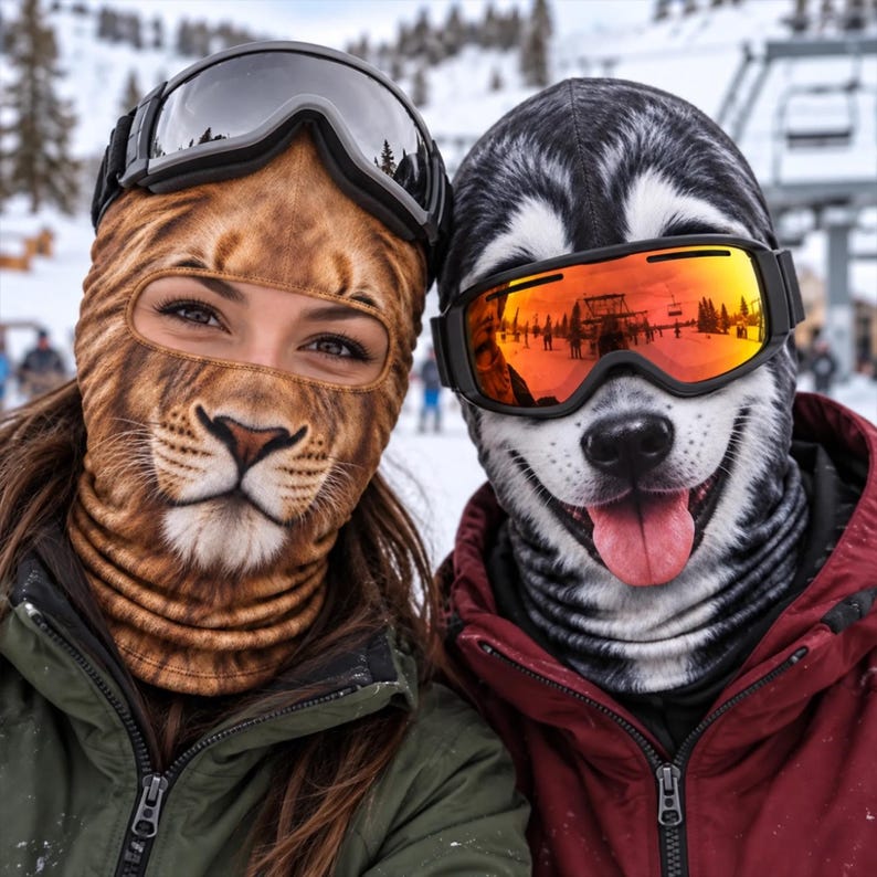 Custom Funny Face Pets Ski Mask, Personalized Ski Balaclava Mask, Novelty Face Mask for Snowboarding, Gift for Ski Lovers