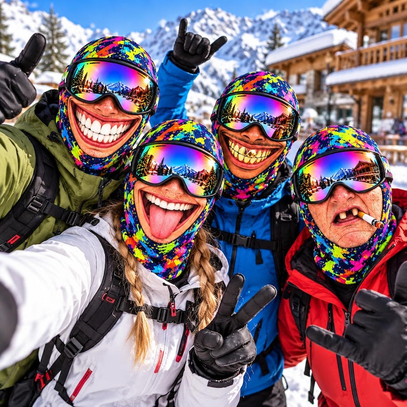 Funny Ski Mask Balaclava, Crazy Face Winter Mask, Novelty Snowboard Face Cover, Ski Trip Gift, Ski Lover Gift