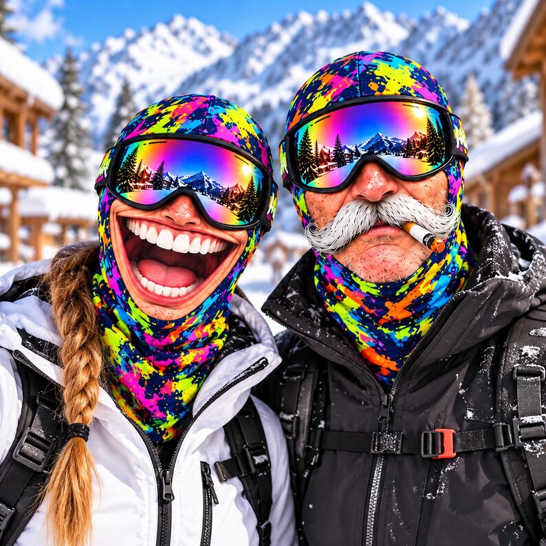Funny Ski Mask Balaclava, Crazy Face Winter Mask, Novelty Snowboard Face Cover, Ski Trip Gift, Ski Lover Gift