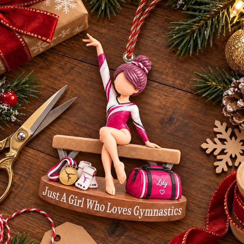 Just A Girl Who Loves Gymnastics, Personalized Gymnastics Ornament, Gift for Gymnast