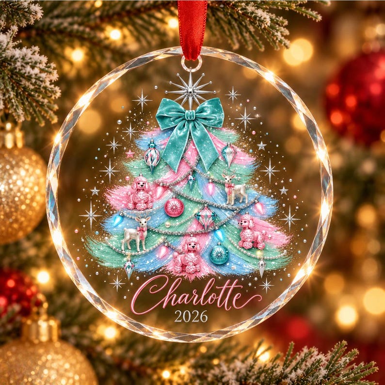 Personalized Family Christmas Ornament, Custom Name Glass Ornament, Family Tree Decor, Holiday Keepsake, Christmas Gift