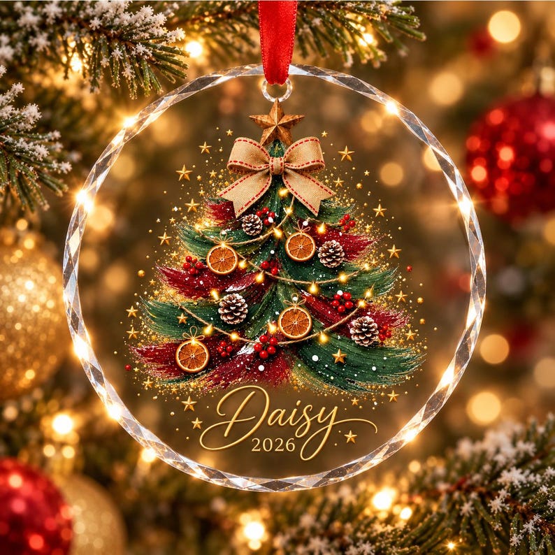 Personalized Family Christmas Ornament, Custom Name Glass Ornament, Family Tree Decor, Holiday Keepsake, Christmas Gift