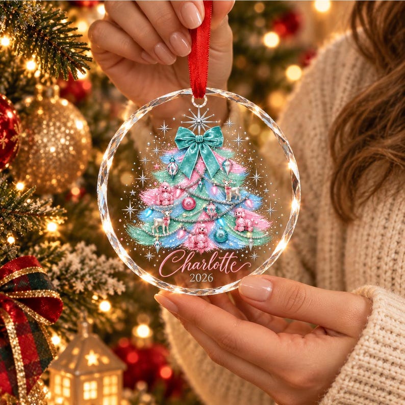 Personalized Family Christmas Ornament, Custom Name Glass Ornament, Family Tree Decor, Holiday Keepsake, Christmas Gift