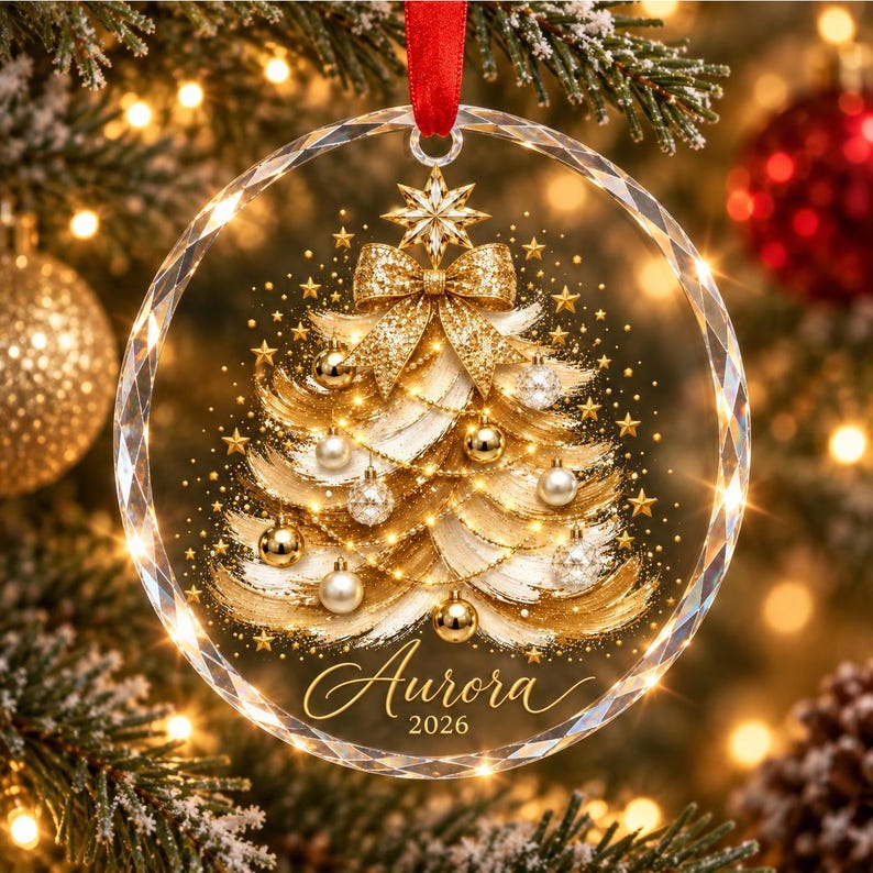 Personalized Family Christmas Ornament, Custom Name Glass Ornament, Family Tree Decor, Holiday Keepsake, Christmas Gift