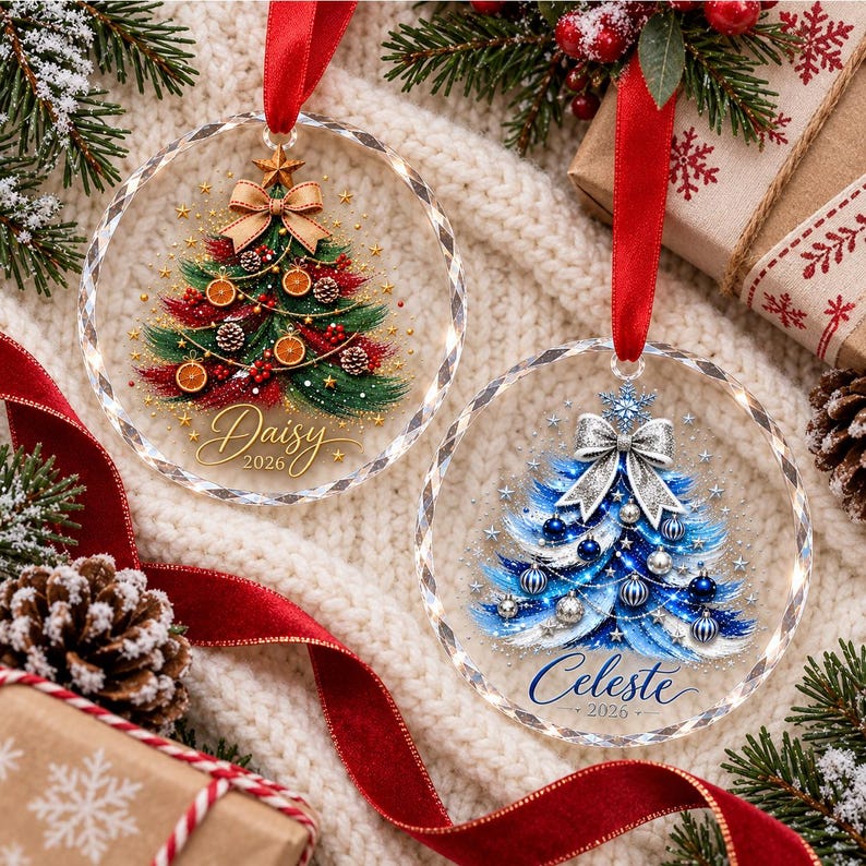 Personalized Family Christmas Ornament, Custom Name Glass Ornament, Family Tree Decor, Holiday Keepsake, Christmas Gift