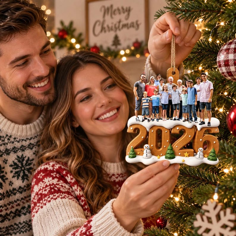 Personalized Family Photo Christmas Ornament 2026, Custom Family Picture Ornament, Family Christmas Tree Keepsake