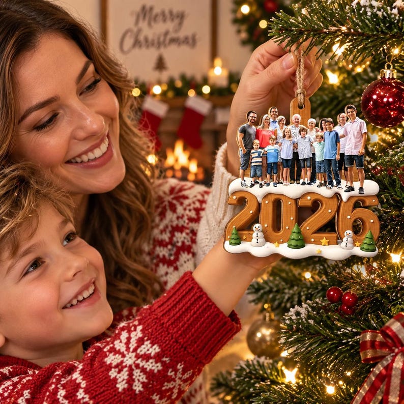 Personalized Family Photo Christmas Ornament 2026, Custom Family Picture Ornament, Family Christmas Tree Keepsake