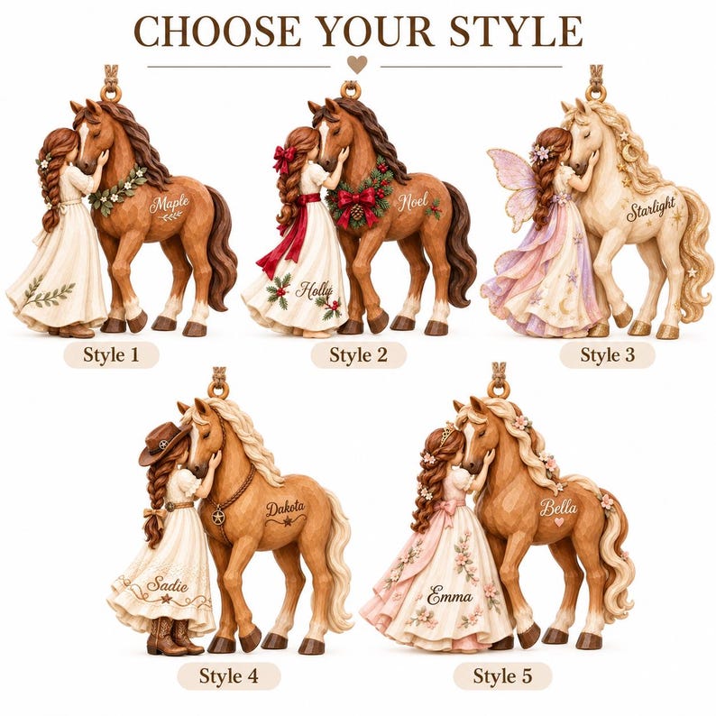 Personalized Horse Christmas Ornament, Custom Girl and Horse Names, Horse Lover Gift, Equestrian Keepsake, Cowgirl Gift