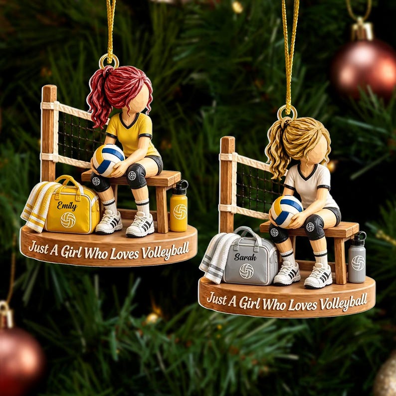 Just A Girl Who Loves Volleyball, Personalized Volleyball Girl Ornament, Custom Name Athlete Xmas Gift