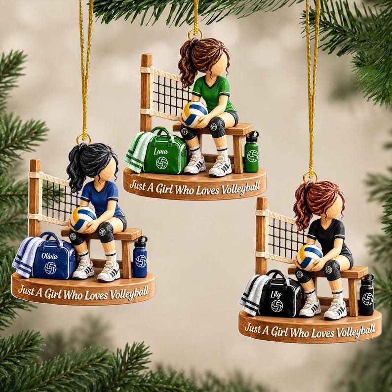 Just A Girl Who Loves Volleyball, Personalized Volleyball Girl Ornament, Custom Name Athlete Xmas Gift