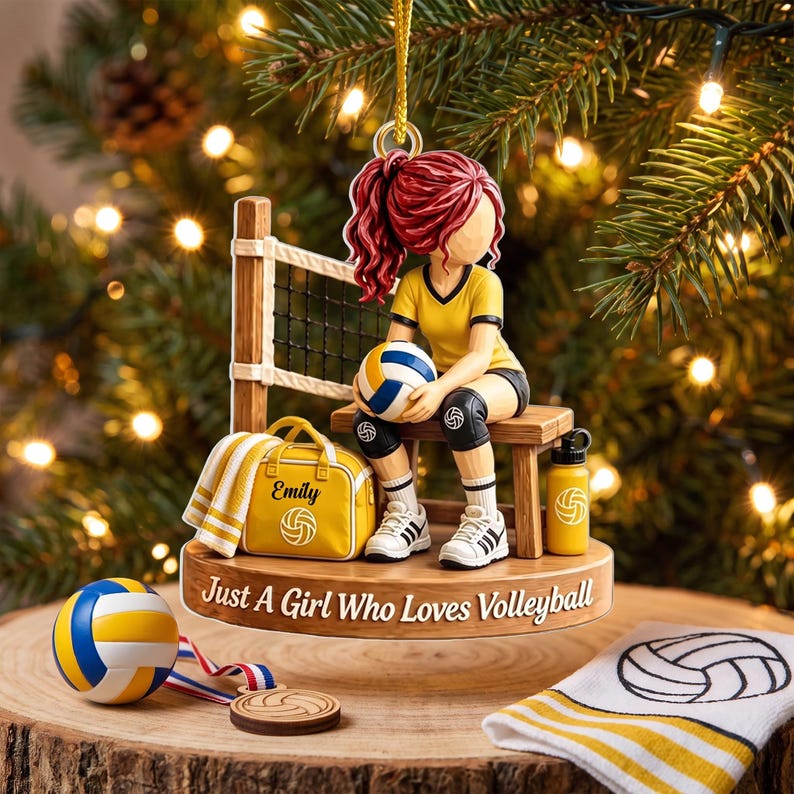 Just A Girl Who Loves Volleyball, Personalized Volleyball Girl Ornament, Custom Name Athlete Xmas Gift