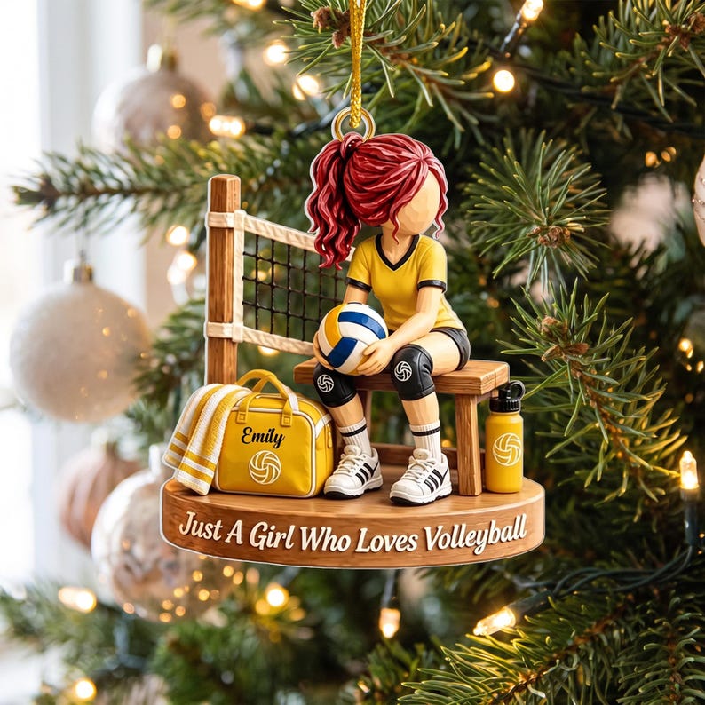 Just A Girl Who Loves Volleyball, Personalized Volleyball Girl Ornament, Custom Name Athlete Xmas Gift