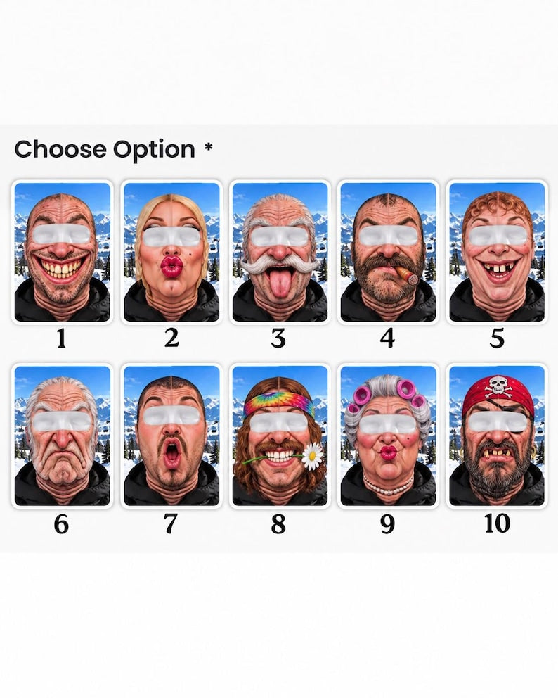 Custom Photo Funny Face Ski Masks, Personalized Balaclava for Ski Lovers, Funny Ski Gift, Novelty Snowboarding Mask, Ski Buddy Gift