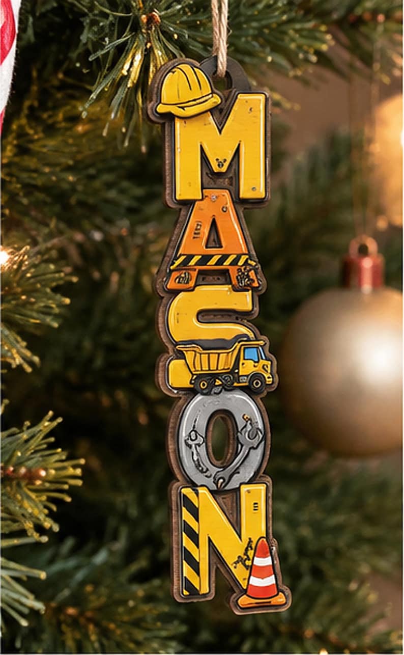 Personalized Boy Name Ornament, Custom Hobby Christmas Gift, Kids Name Keepsake
