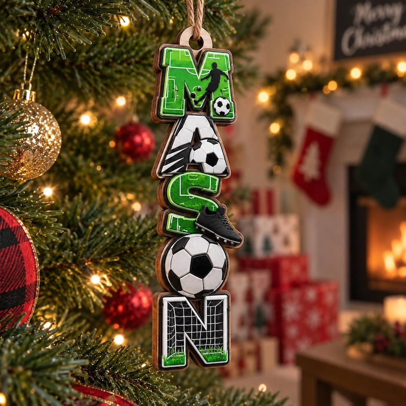 Personalized Boy Name Ornament, Custom Hobby Christmas Gift, Kids Name Keepsake