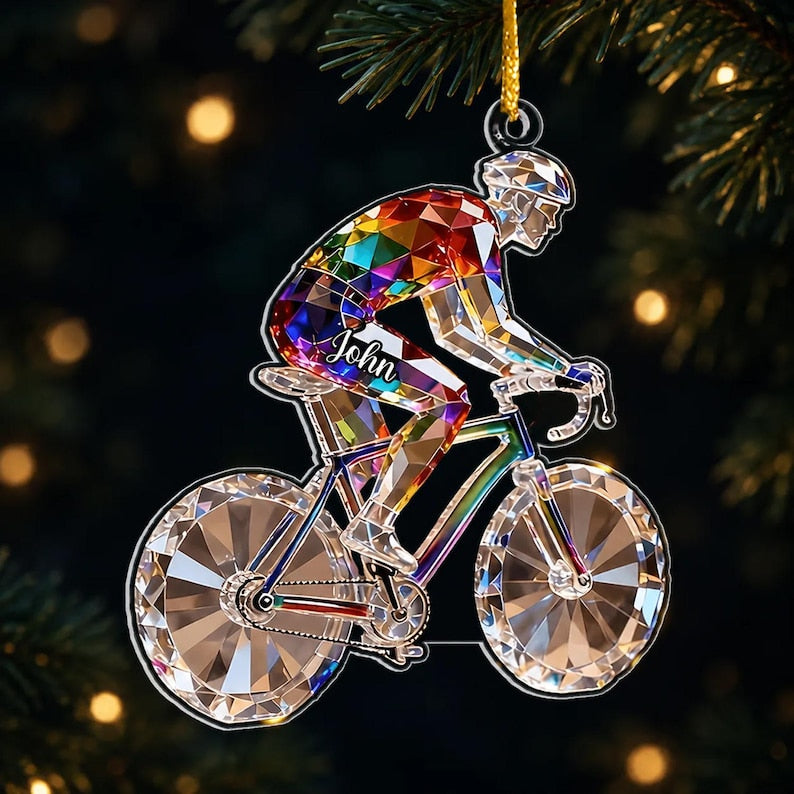Bicycle Is My Happy Place, Personalized Bicycle Ornament, Custom Acrylic Keepsake, Cyclist Christmas Ornament