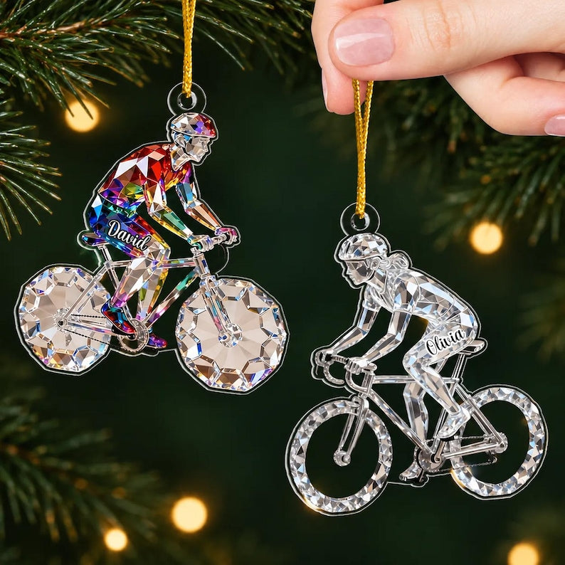 Bicycle Is My Happy Place, Personalized Bicycle Ornament, Custom Acrylic Keepsake, Cyclist Christmas Ornament