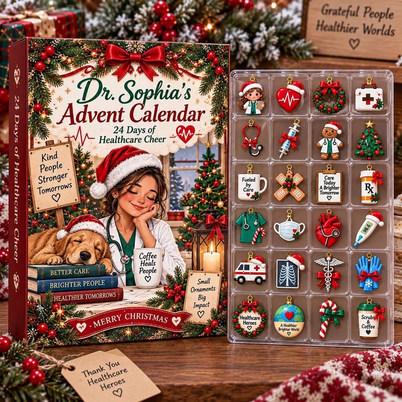 Personalized Doctor Advent Calendar, 24 Days Healthcare Cheer Ornaments Gift Box 2026