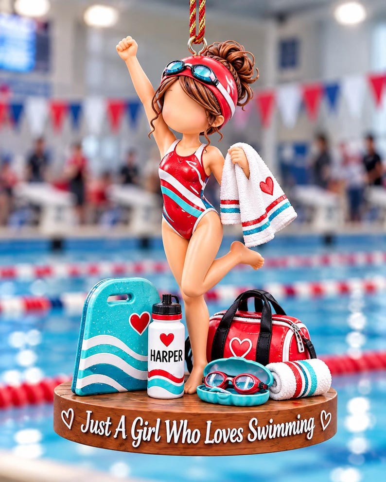 Personalized Girl Sports Christmas Ornament, Just A Girl Who Loves Soccer Pickleball Volleyball Gymnastics Swimming Baking Ornament