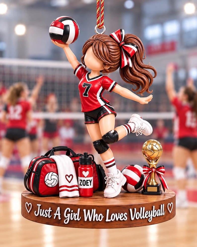 Personalized Girl Sports Christmas Ornament, Just A Girl Who Loves Soccer Pickleball Volleyball Gymnastics Swimming Baking Ornament