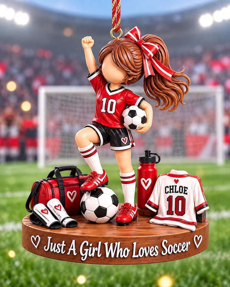 Personalized Girl Sports Christmas Ornament, Just A Girl Who Loves Soccer Pickleball Volleyball Gymnastics Swimming Baking Ornament