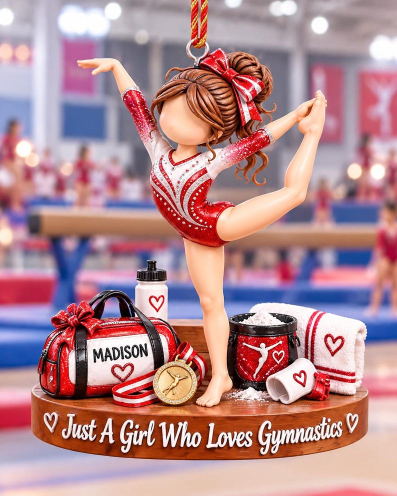 Personalized Girl Sports Christmas Ornament, Just A Girl Who Loves Soccer Pickleball Volleyball Gymnastics Swimming Baking Ornament
