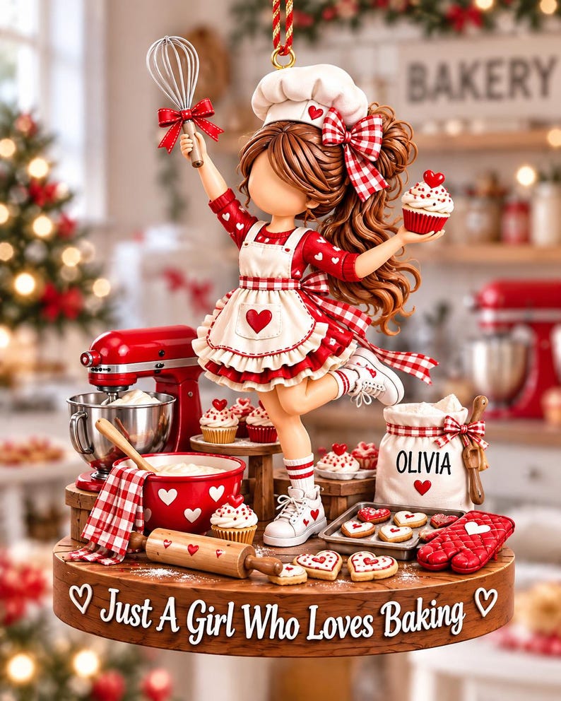 Personalized Girl Sports Christmas Ornament, Just A Girl Who Loves Soccer Pickleball Volleyball Gymnastics Swimming Baking Ornament