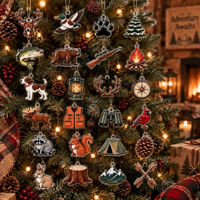 Hunting Advent Calendar 2026, Christmas Countdown Box, 24 Outdoor Hunting Charms, Personalized Hunter Holiday Keepsake