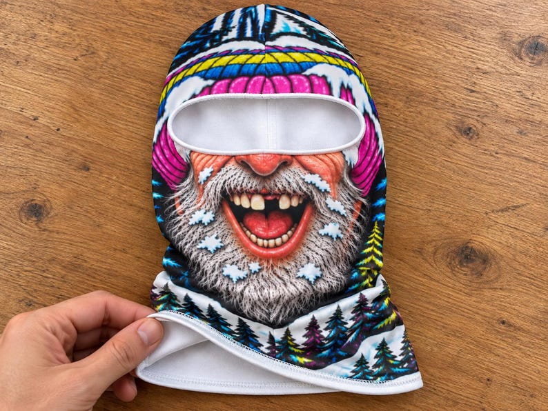 Funny Ski Balaclava, Novelty Face Mask for Snowboarding, Winter Helmet Accessory