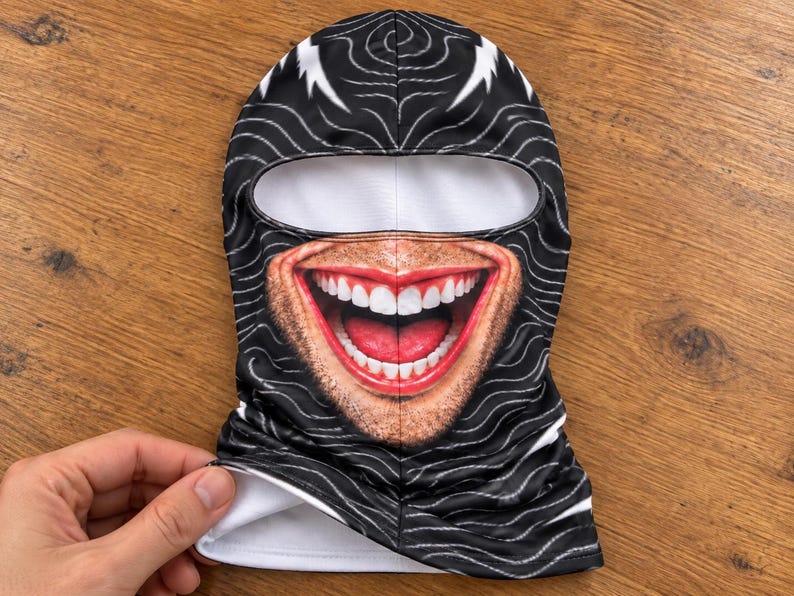 Funny Ski Balaclava, Novelty Face Mask for Snowboarding, Winter Helmet Accessory